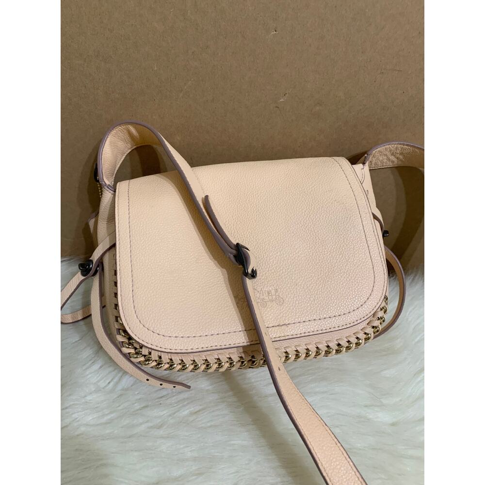 COACH DAKOTAH Apricot Leather Small Whipstitched Flap Saddle Crossbody 34397